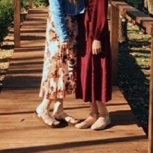 Cream and tan platform shoes